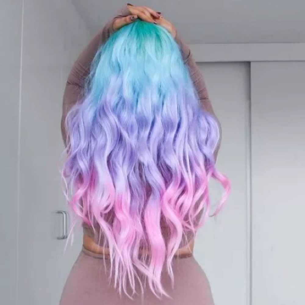 26” RAINBOW mermaid BODY WAVY lace front WIG *NEW*